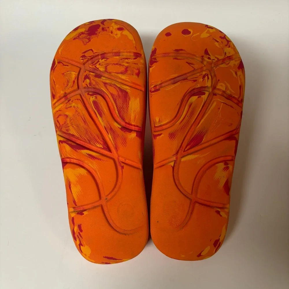Jordan Play Slides Orange Red Marble Kids Sandals FD1187-800 Size  6.5